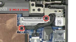 Remove the 2 - M2.5 x 5mm LCD cable bracket screws.
