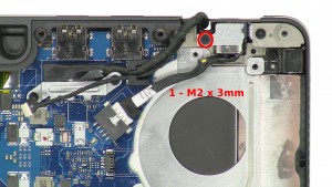 Remove the 1 - M2 x 3mm screw.