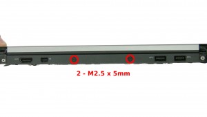 Remove the 2 - M2.5 x 5mm back edge dock frame screws.