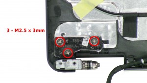 Remove the 6 - M2.5 x 3mm Wafer left & right hinge screws.