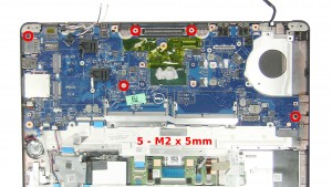 Remove the 5 - M2 x 5mm motherboard screws.