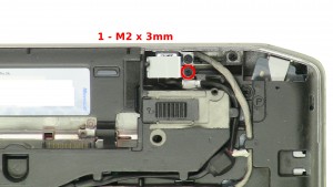 Remove the 1 - M2 x 3mm bracket screw.