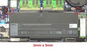 Unscrew battery (2 x M2 x 5mm).