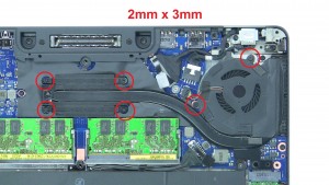 Unscrew and remove heatsink fan (6 x M2 x 3mm).
