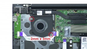 Unscrew and remove cooling fan (2 x M2 x 3mm).