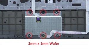 Unscrew and remove bracket and touchpad (6 x M2 x 3mm wafer).