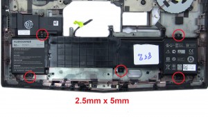 Unscrew and remove Battery (5 x 