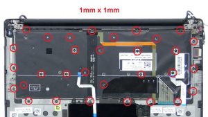 Unscrew and remove Keyboard (31 X 1mm x 1mm).