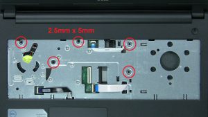 Remove palmrest screws (5 x M2.5 x 5mm).