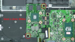 Remove circuit board screws (2 x M2 x 2mm wafer) (2 x 
