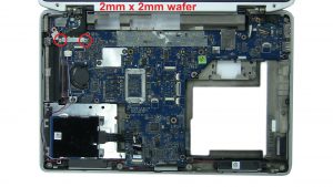 Unscrew and remove display cable bracket (2 x M2 x 2mm wafer).