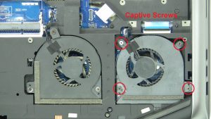 Unscrew cooling fan (Captive screws).