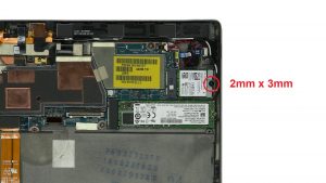 Unscrew and remove WLAN bracket (1 x M2 x 3mm).