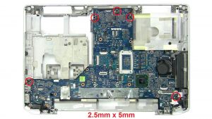 Unscrew and remove Motherboard (5 x 