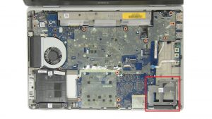 Unscrew and remove express card cage (2 x M2 x 3mm).