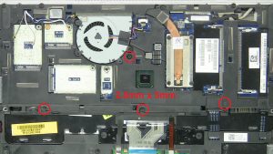 Unscrew and disconnect keyboard (4 x M2.5 x 5mm).