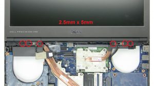 Remove display assembly screws (8 x M2.5 x 5mm)(2 x 