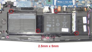 Unscrew and remove Battery (4 x M2.5 x 5mm).