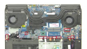 Unscrew and disconnect Motherboard(8 x 