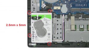 Unscrew and disconnect Hard Drive (2 x M2.5 x 5mm).
