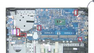 Unscrew and disconnect Motherboard (3 x 