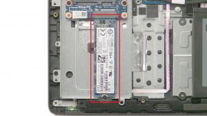 Unscrew and remove MSATA SSD (1 x M2 x 3mm).