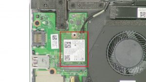 Unscrew and remove WLAN bracket (1 x M2 x 3mm).