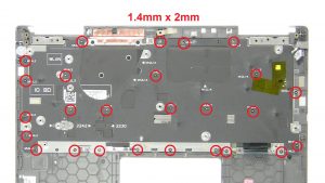 Unscrew and remove keyboard bracket (27 X 1.4mm x 2mm).