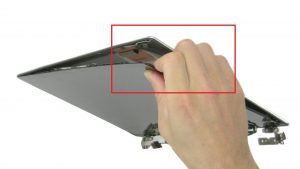 Use fingers to separate and turn over screen.