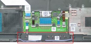 Unscrew and disconnect Touchpad Buttons (2 x M2 x 3mm).