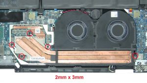 Unscrew and remove heatsink (5 x M2 x 3mm).