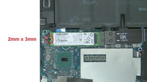 Unscrew and remove M.2 SSD (1 x M2 x 3mm).
