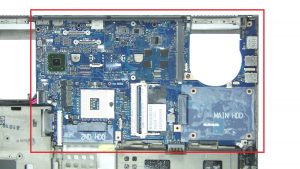 Unscrew and disconnect Motherboard (2 x 