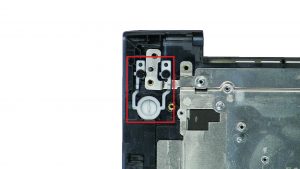 Unscrew and remove power button (2 x M2 x 3mm).