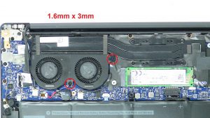 Unscrew and disconnect Cooling Fans (1 X 1.6mm x 3mm).