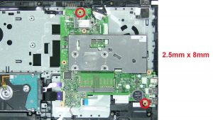 Unscrew and disconnect Motherboard (2 x 