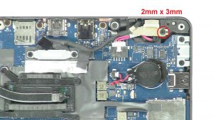 Remove screw that secures display cable (1 x M2 x 3mm).