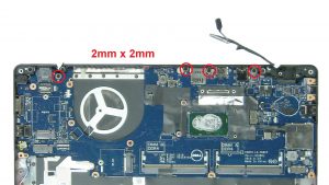 Unscrew and remove motherboard bracket (2 x M2 x 3mm).