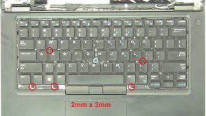 Remove keyboard screws (5 x M2 x 3mm).