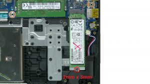 Unscrew and remove SSD (1 x M2 x 3mm).