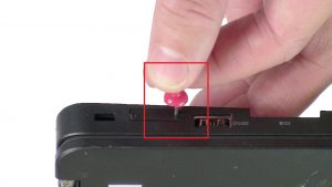 Use thin object to remove SIM Card.