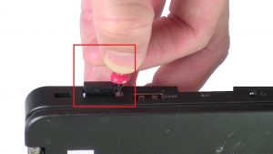 Use thin object to remove SIM Card.