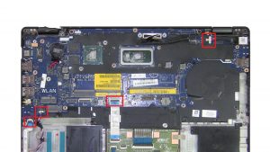 Unscrew and disconnect Motherboard (2 x 