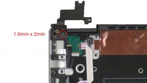 Unscrew and disconnect Power Button Board (1 X 1.6mm x 2mm).