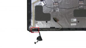 Unscrew and remove left hinge cover (1 x M2 x 3mm).