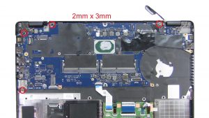 Unscrew and disconnect Motherboard (4 x M2 x 3mm).
