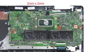 Unscrew and remove Motherboard (2 x 