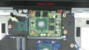 Unscrew and remove GPU (2 x M2 x 3mm).