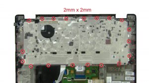 Unscrew and remove keyboard assembly (19 x M2 x 2mm).
