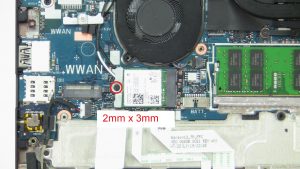 Unscrew bracket and  disconnect WLAN Card (1 x 